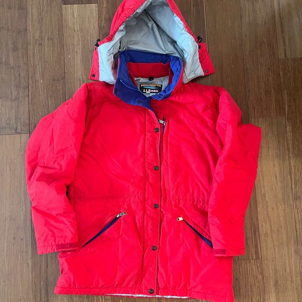 L.L.Bean Penobscot Parka Women's Red Blue Made USA Medium